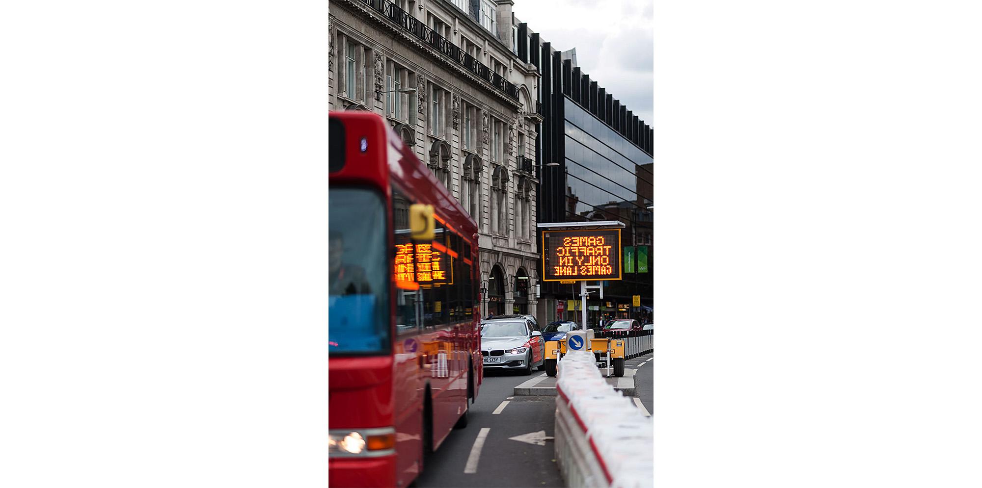 London traffic lane devoted to people attending the games